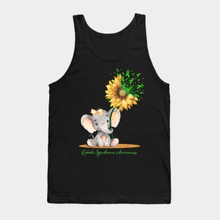 Kabuki Syndrome Awareness Cute Elephant Sunflower Lime Tank Top